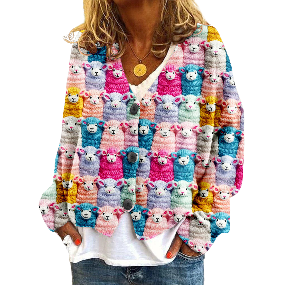 Pull Vintage à Motif de Mouton pour Femmes 0