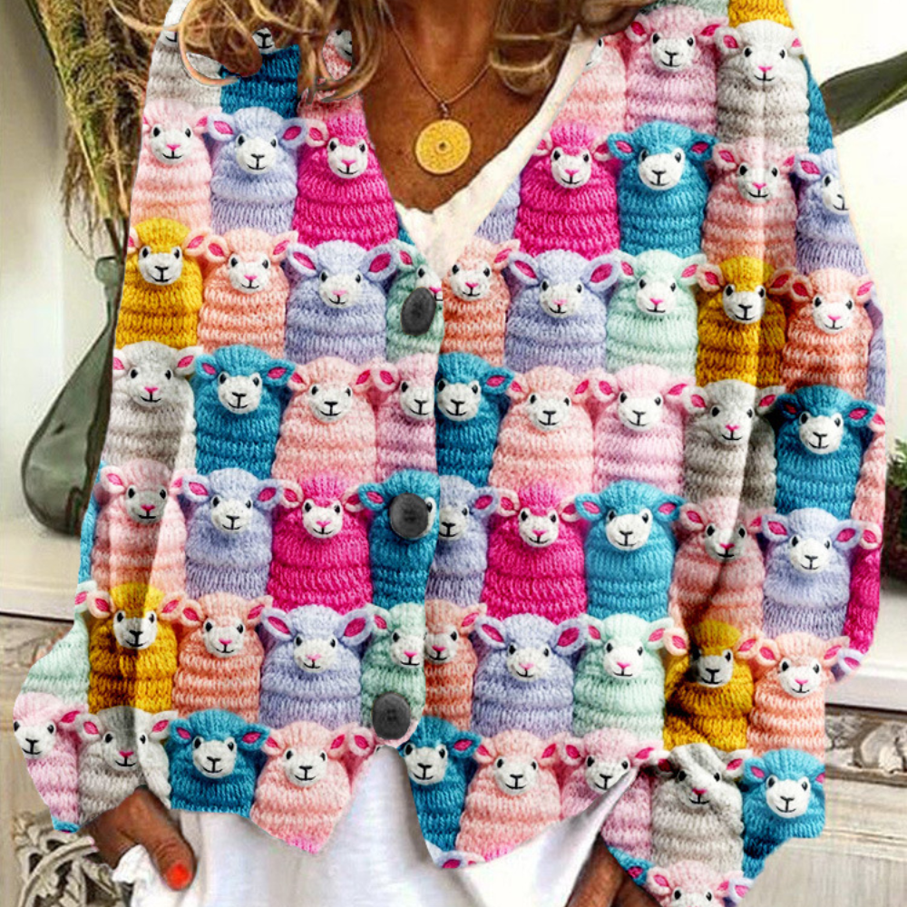Pull Vintage à Motif de Mouton pour Femmes 2