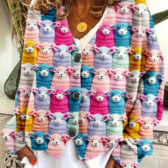 Pull Vintage à Motif de Mouton pour Femmes 2
