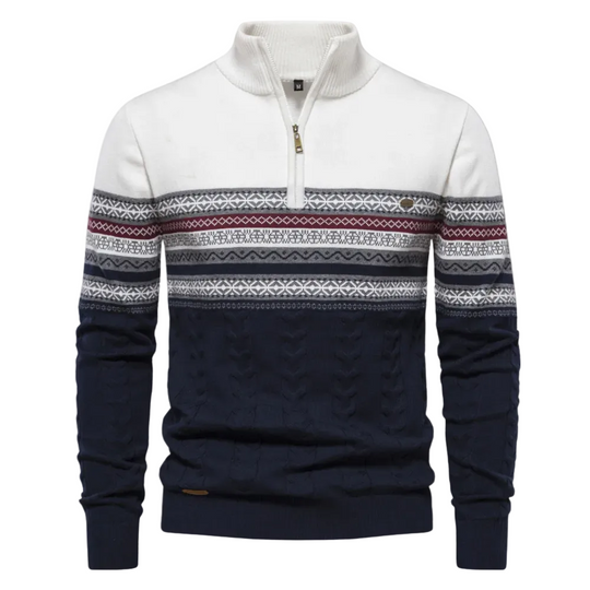 Pull Zippé Rayé pour Homme Chic 0