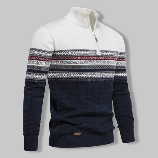 Pull Zippé Rayé pour Homme Chic 2