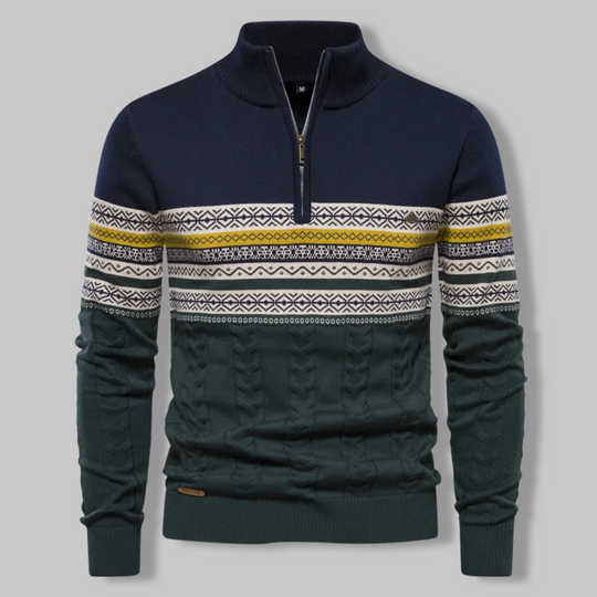 Pull Zippé Rayé pour Homme Chic 3