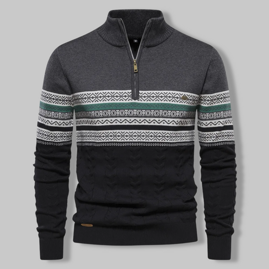 Pull Zippé Rayé pour Homme Chic 4