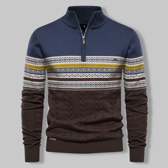 Pull Zippé Rayé pour Homme Chic 5