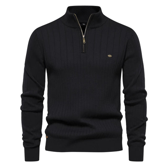 Pull Zippé pour Hommes en Coton Tricoté d'Automne 10