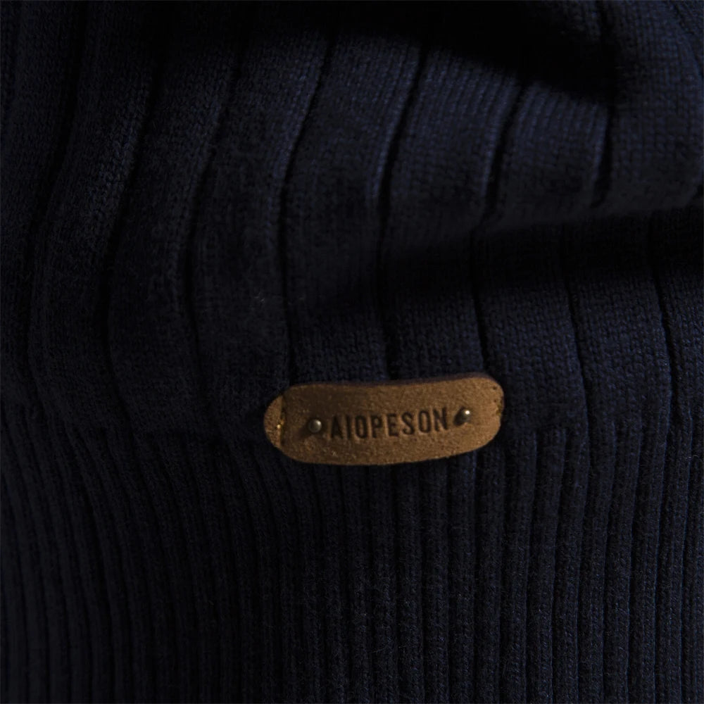 Pull Zippé pour Hommes en Coton Tricoté d'Automne 5