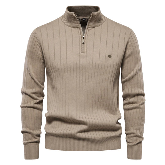Pull Zippé pour Hommes en Coton Tricoté d'Automne 7