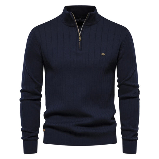 Pull Zippé pour Hommes en Coton Tricoté d'Automne 8
