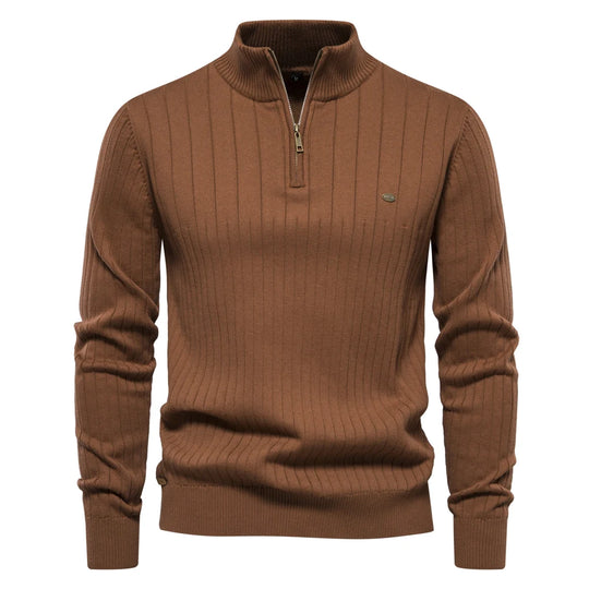 Pull Zippé pour Hommes en Coton Tricoté d'Automne 9