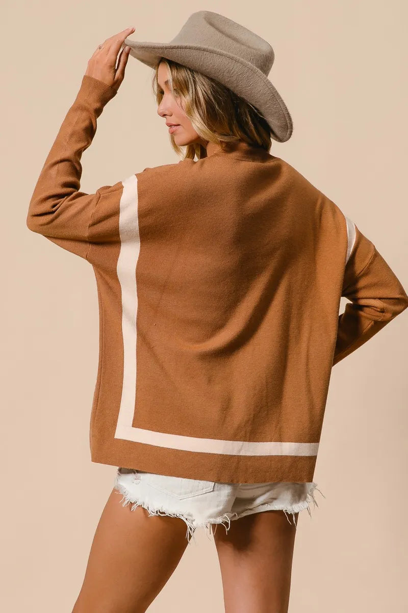 Pull à Col Montant pour Femme avec Poche Léopard 3