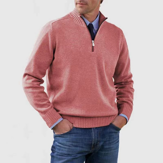 Pull à Col Montant pour Hommes en Tricot avec Demi-Zip 10
