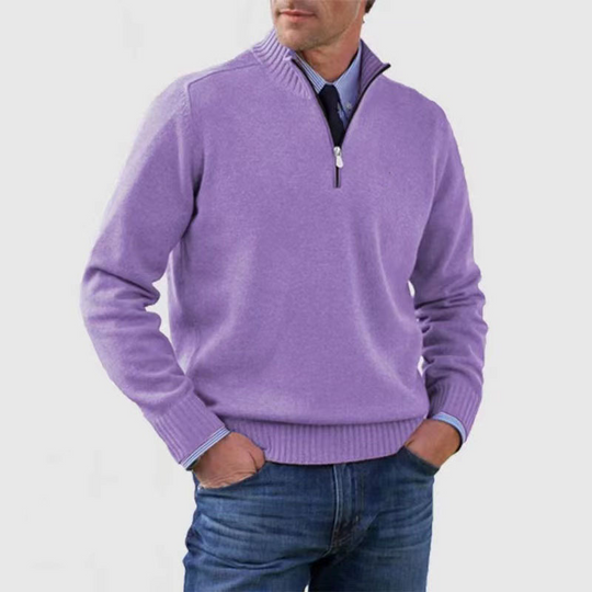 Pull à Col Montant pour Hommes en Tricot avec Demi-Zip 12