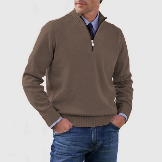 Pull à Col Montant pour Hommes en Tricot avec Demi-Zip 14