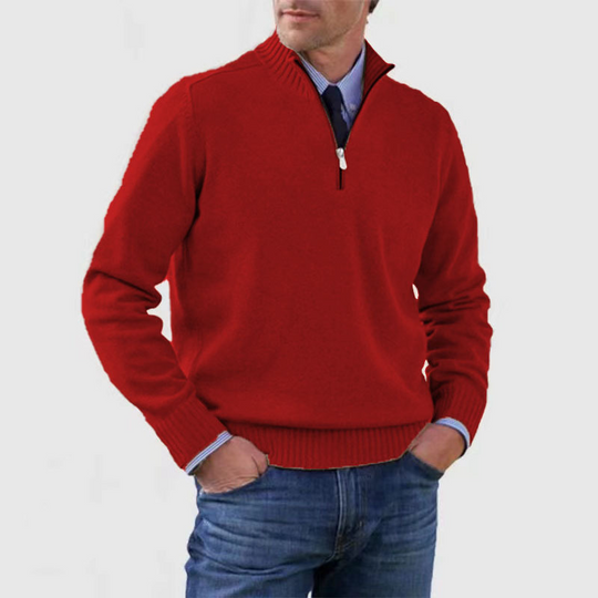 Pull à Col Montant pour Hommes en Tricot avec Demi-Zip 2