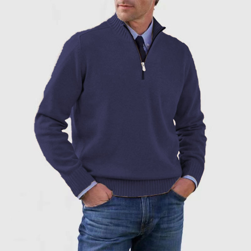 Pull à Col Montant pour Hommes en Tricot avec Demi-Zip 6