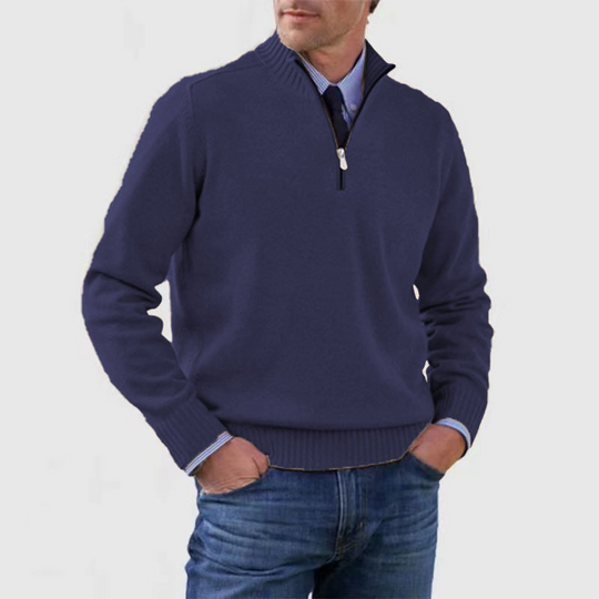 Pull à Col Montant pour Hommes en Tricot avec Demi-Zip 6