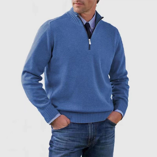 Pull à Col Montant pour Hommes en Tricot avec Demi-Zip 7