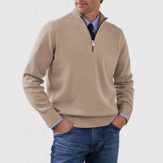 Pull à Col Montant pour Hommes en Tricot avec Demi-Zip 8