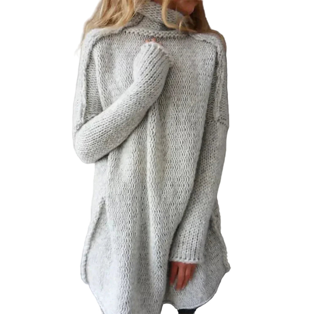 Pull à Col Roulé Oversize pour Femmes en Tricot Épais 0