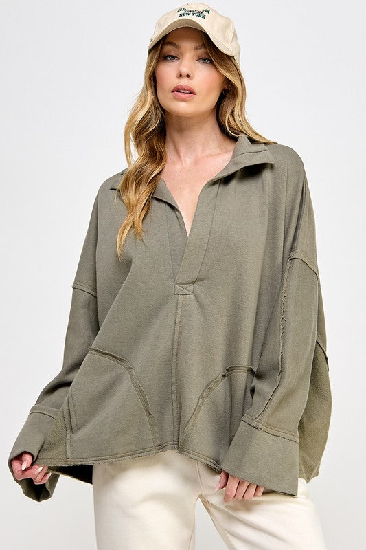 Pull à Manches Dolman Femme Vert 1