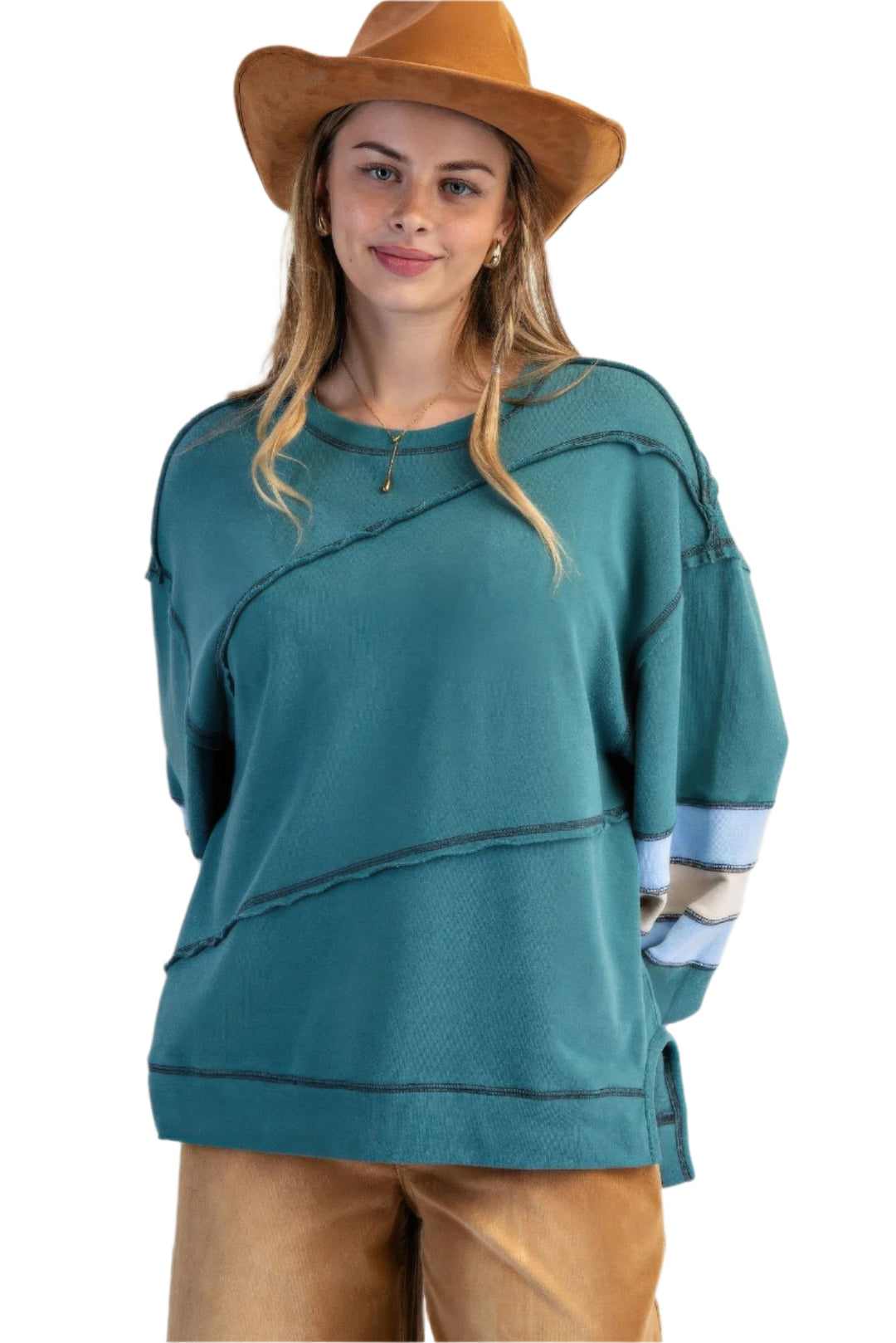 Pull en Coton Brodé à Mélange de Couleurs pour Femme 0