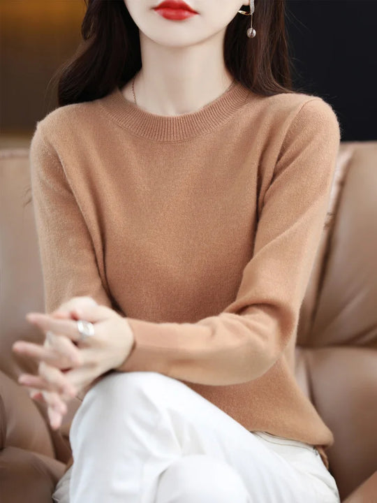 Pull en Laine Femme Col Rond en Laine Mérinos Manches Longues 11