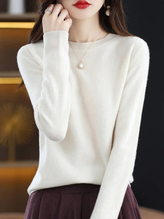 Pull en Laine Femme Col Rond en Laine Mérinos Manches Longues 4