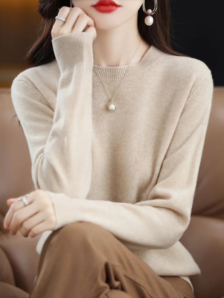 Pull en Laine Femme Col Rond en Laine Mérinos Manches Longues 5