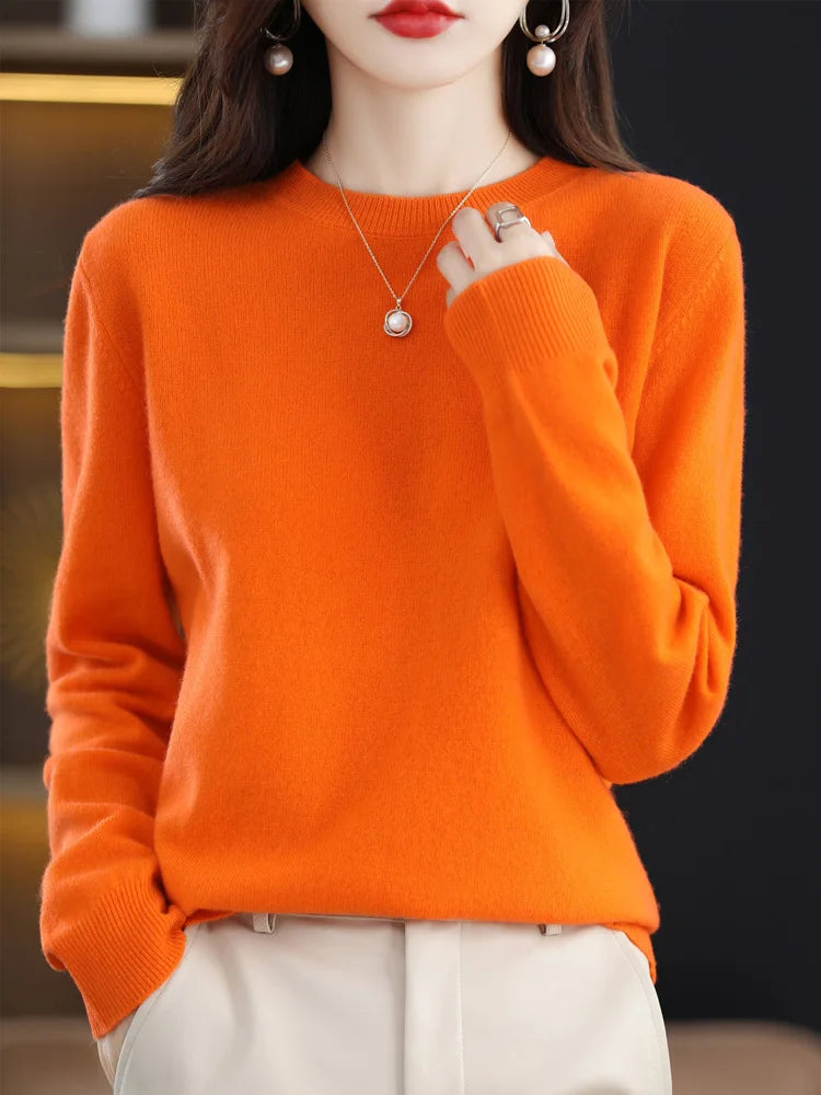 Pull en Laine Femme Col Rond en Laine Mérinos Manches Longues 6