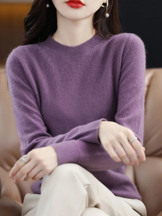 Pull en Laine Femme Col Rond en Laine Mérinos Manches Longues 7