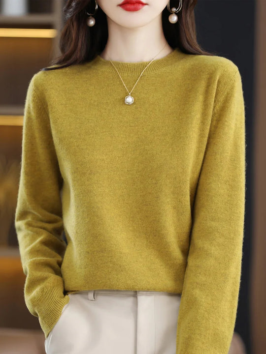 Pull en Laine Femme Col Rond en Laine Mérinos Manches Longues 9