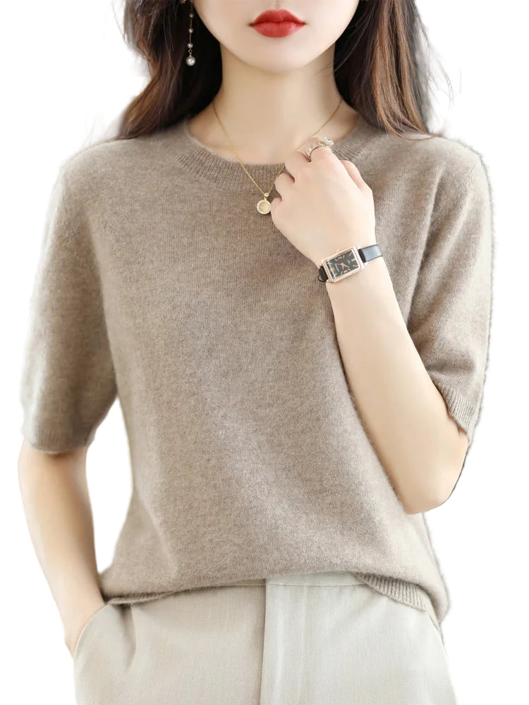 Pull en Laine Mérinos pour Femmes à Col Rond 0