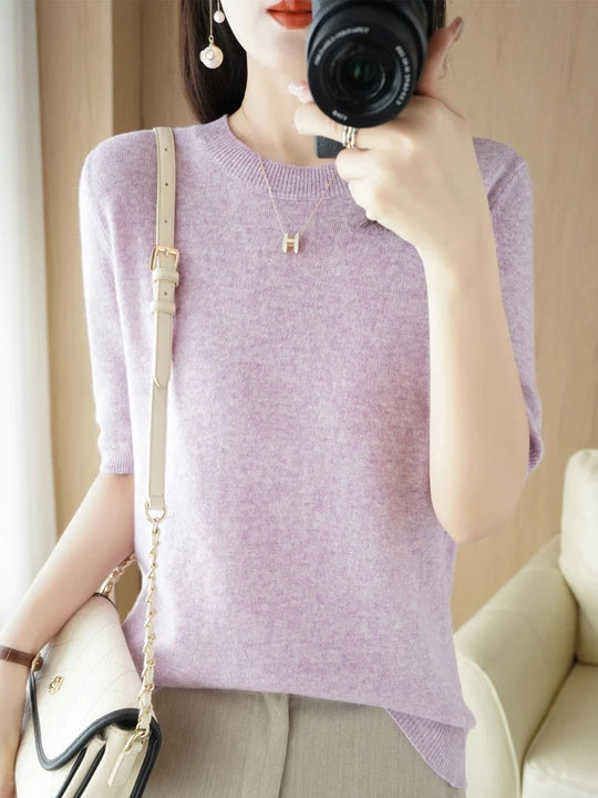 Pull en Laine Mérinos pour Femmes à Col Rond 11