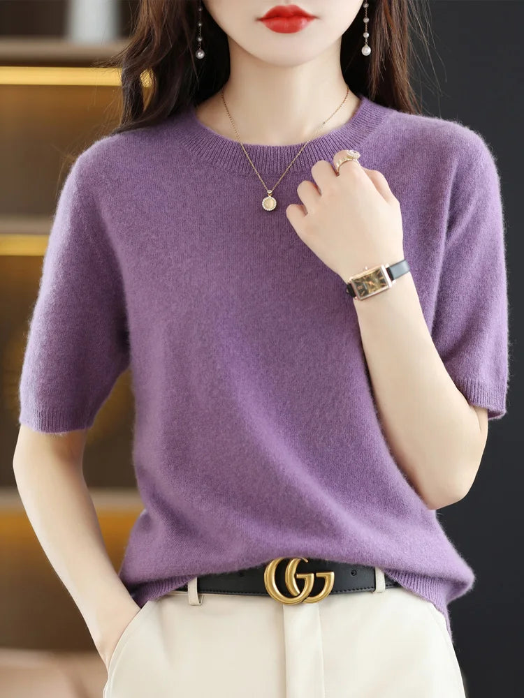 Pull en Laine Mérinos pour Femmes à Col Rond 4