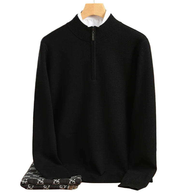 Pull en Laine Mérinos pour Hommes à Col Montant et Zippé 3
