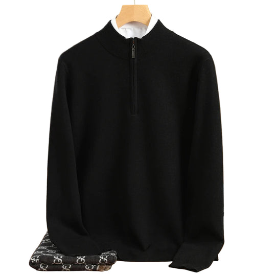 Pull en Laine Mérinos pour Hommes à Col Montant et Zippé 3