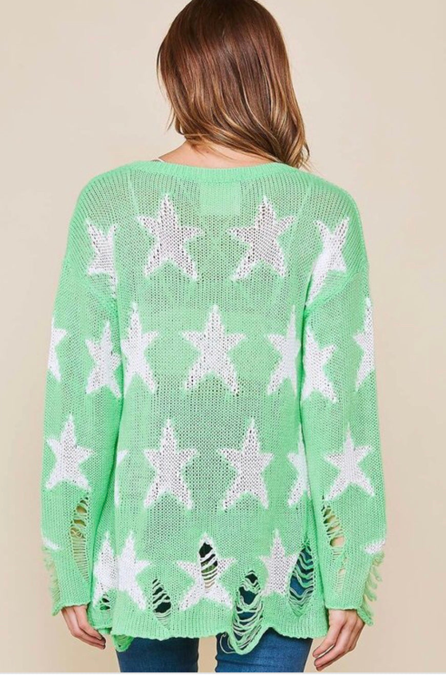 Pull en Tricot à Imprimé Étoile pour Femme, Col Rond, Manches Longues 3