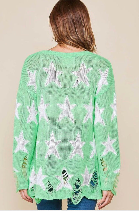 Pull en Tricot à Imprimé Étoile pour Femme, Col Rond, Manches Longues 3
