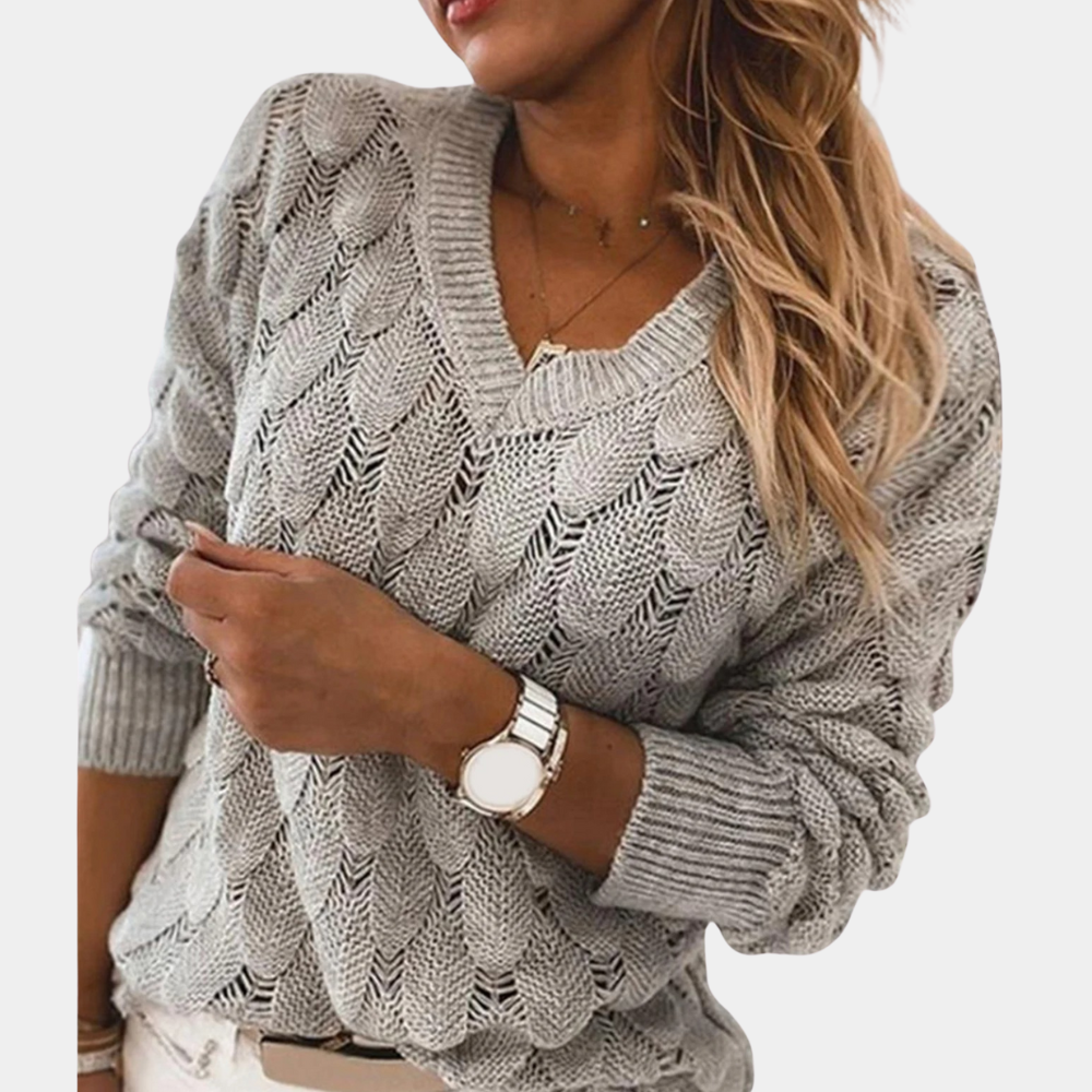 Pull en Tricot pour Femmes avec Col en V 2