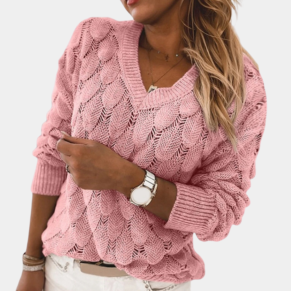 Pull en Tricot pour Femmes avec Col en V 3
