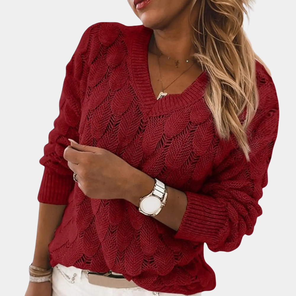 Pull en Tricot pour Femmes avec Col en V 4