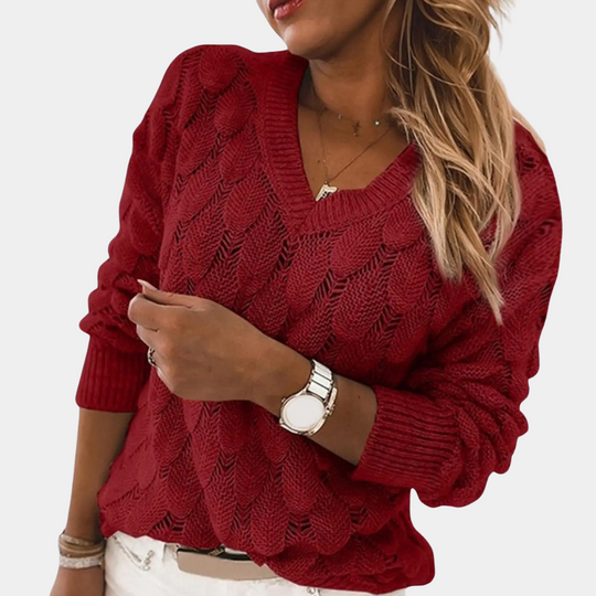 Pull en Tricot pour Femmes avec Col en V 4