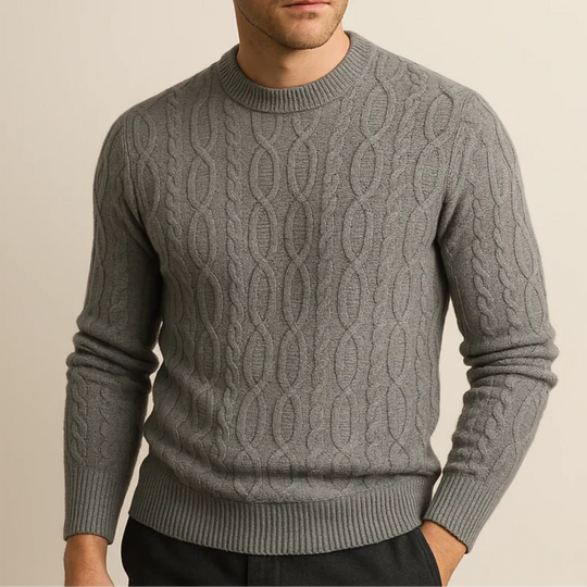 Pull pour hommes à col rond en tricot torsadé 1