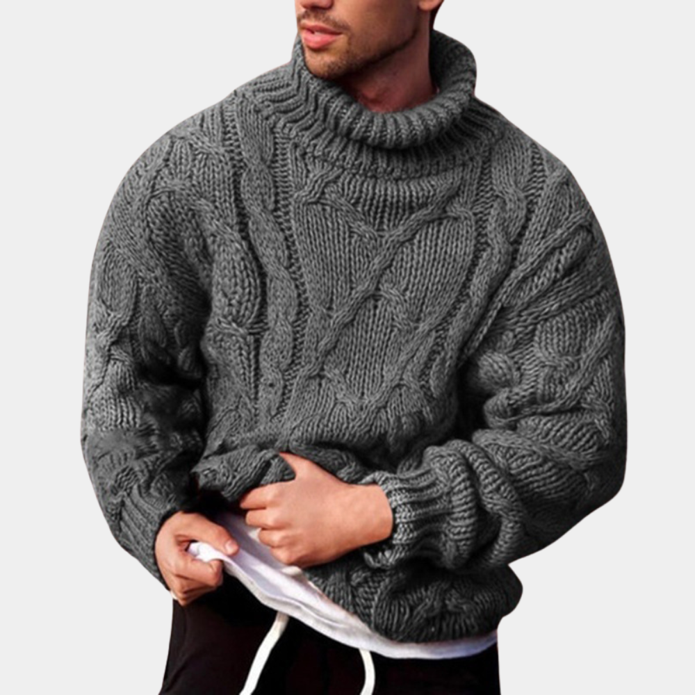 Pull pour hommes à col roulé en tricot 1