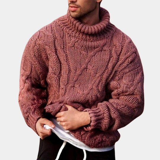 Pull pour hommes à col roulé en tricot 3