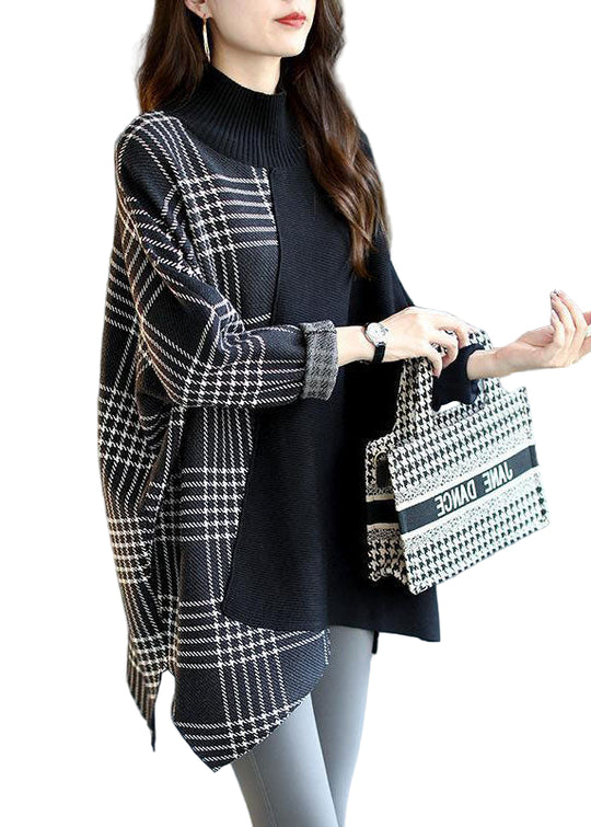 Pulls d'automne à carreaux asymétriques pour femmes 0