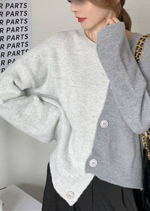 Pulls d'hiver à boutons asymétriques pour femmes 1