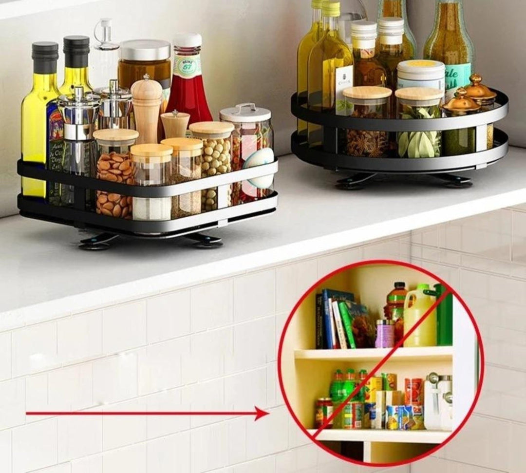 Rack de Stockage Rotatif Multifonctionnel 360° pour Cuisine et Salle de Bain 1
