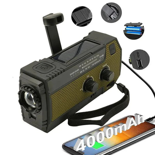 Radio d'urgence Solaire avec Lampe de Poche LED 13