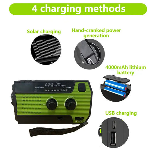 Radio d'urgence Solaire avec Lampe de Poche LED 8